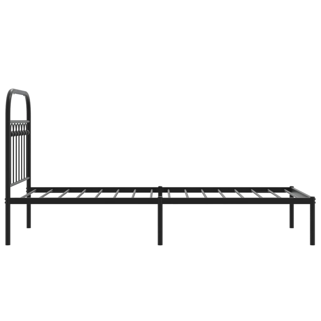 fekete fém ágykeret fejtámlával 80 x 200 cm