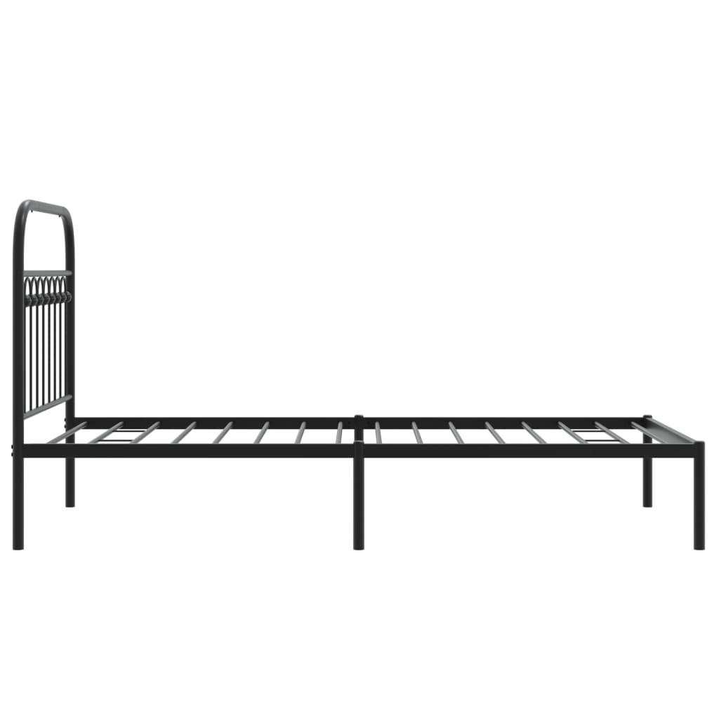 fekete fém ágykeret fejtámlával 90 x 200 cm