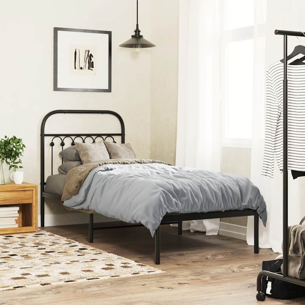 fekete fém csere fejtámla 80 cm