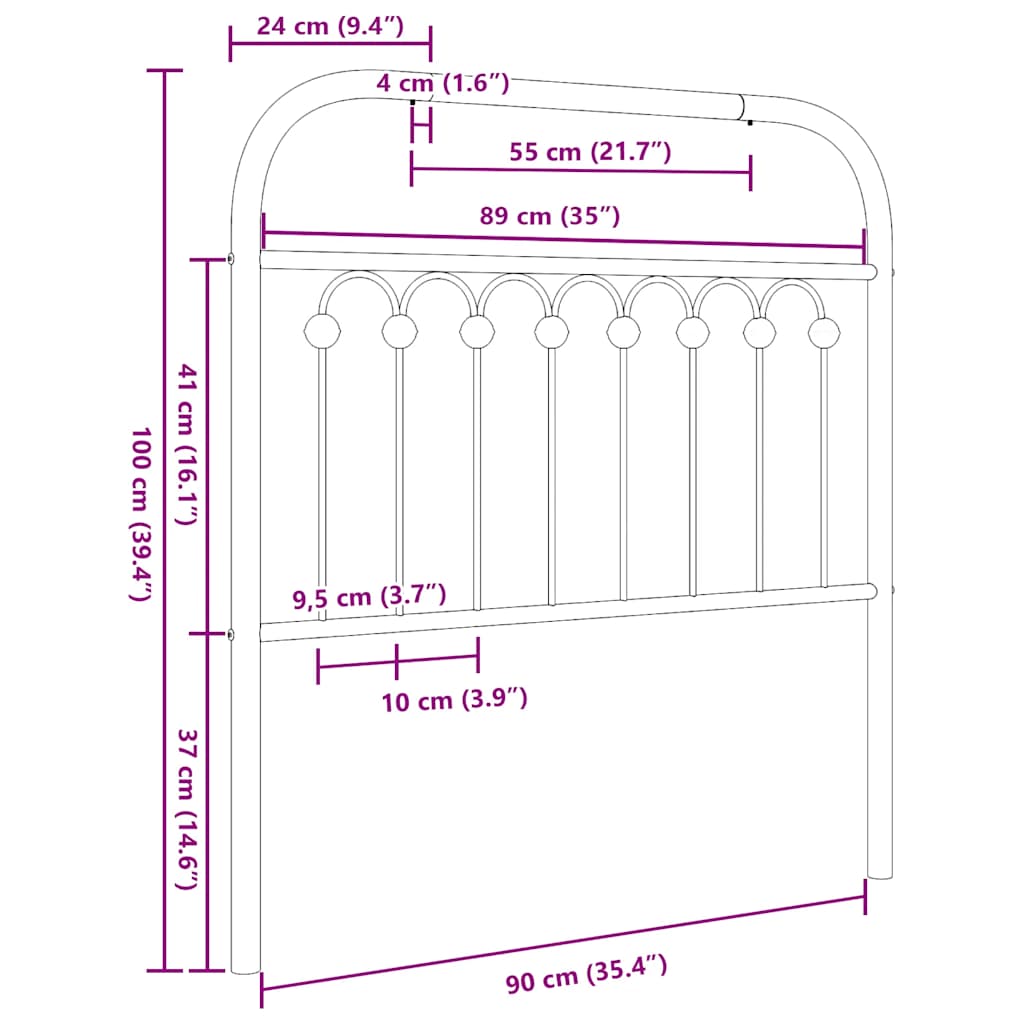 fehér fém csere fejtámla 90 cm