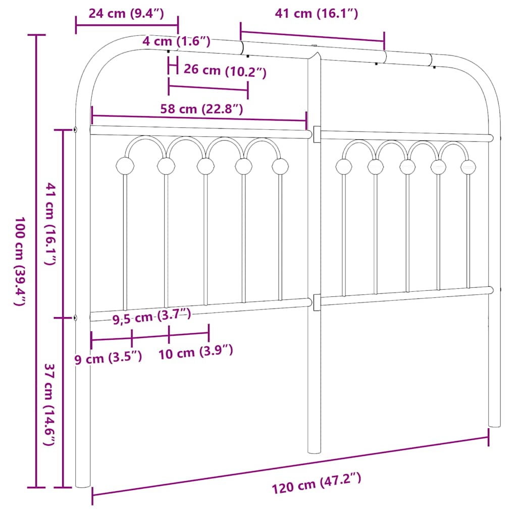 fehér fém csere fejtámla 120 cm