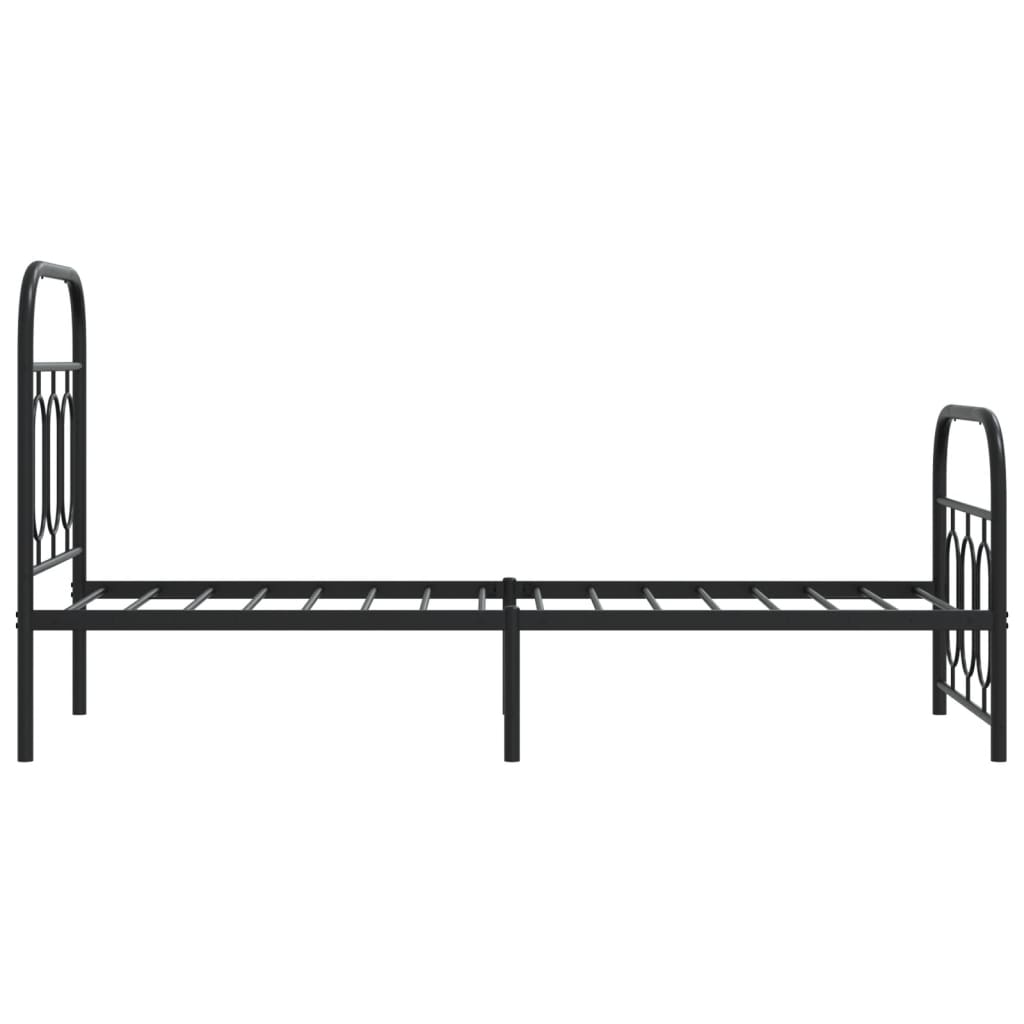 fekete fém ágykeret fej- és lábtámlával 75 x 190 cm