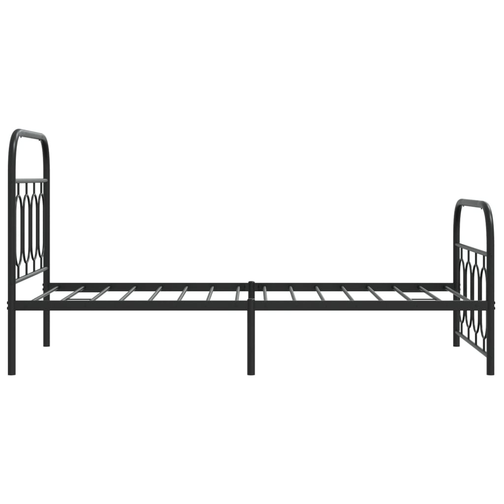 fekete fém ágykeret fej- és lábtámlával 80 x 200 cm