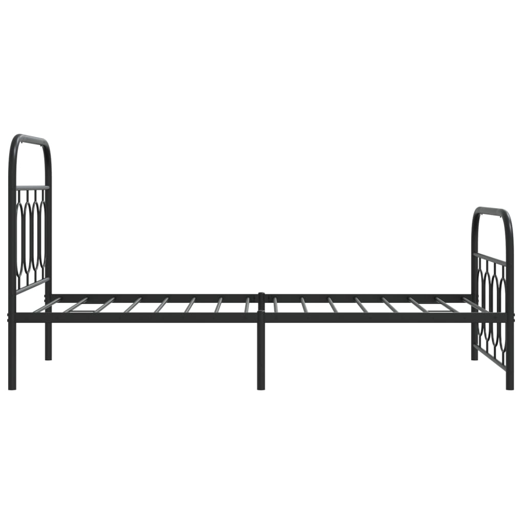 fekete fém ágykeret fej- és lábtámlával 90 x 200 cm