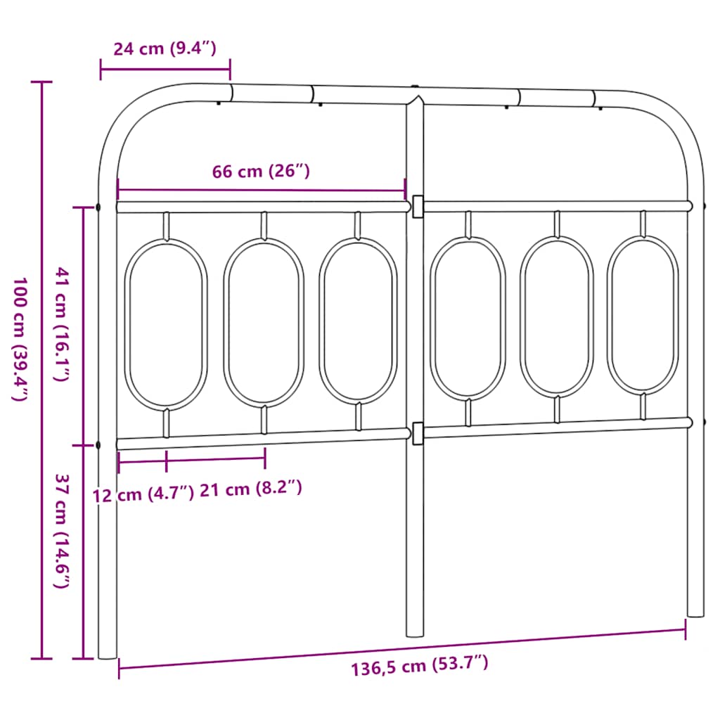 fekete fém csere fejtámla 137 cm