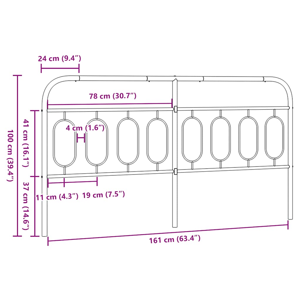 fekete fém csere fejtámla 160 cm