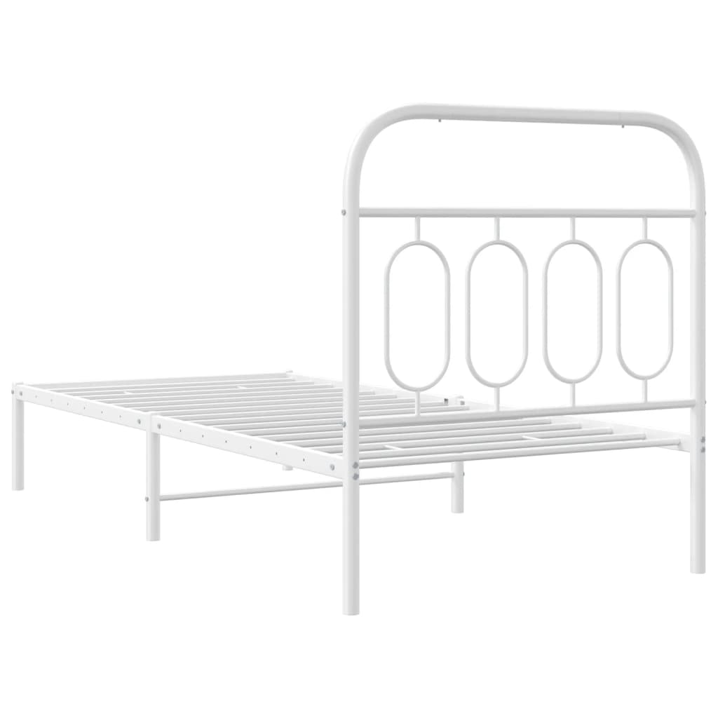 fehér fém ágykeret fejtámlával 80x200 cm