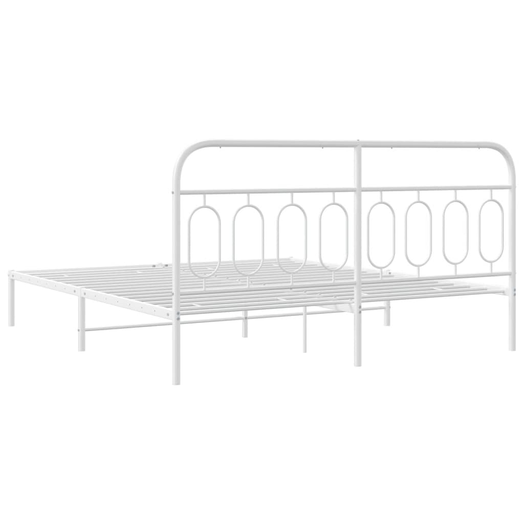 fehér fém ágykeret fejtámlával 193 x 203 cm