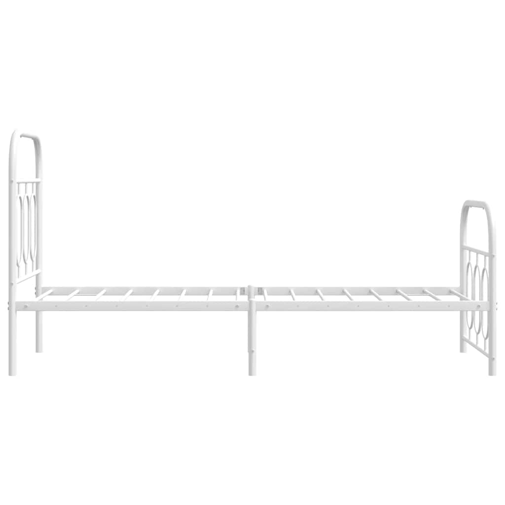 fehér fém ágykeret fej- és lábtámlával 75 x 190 cm