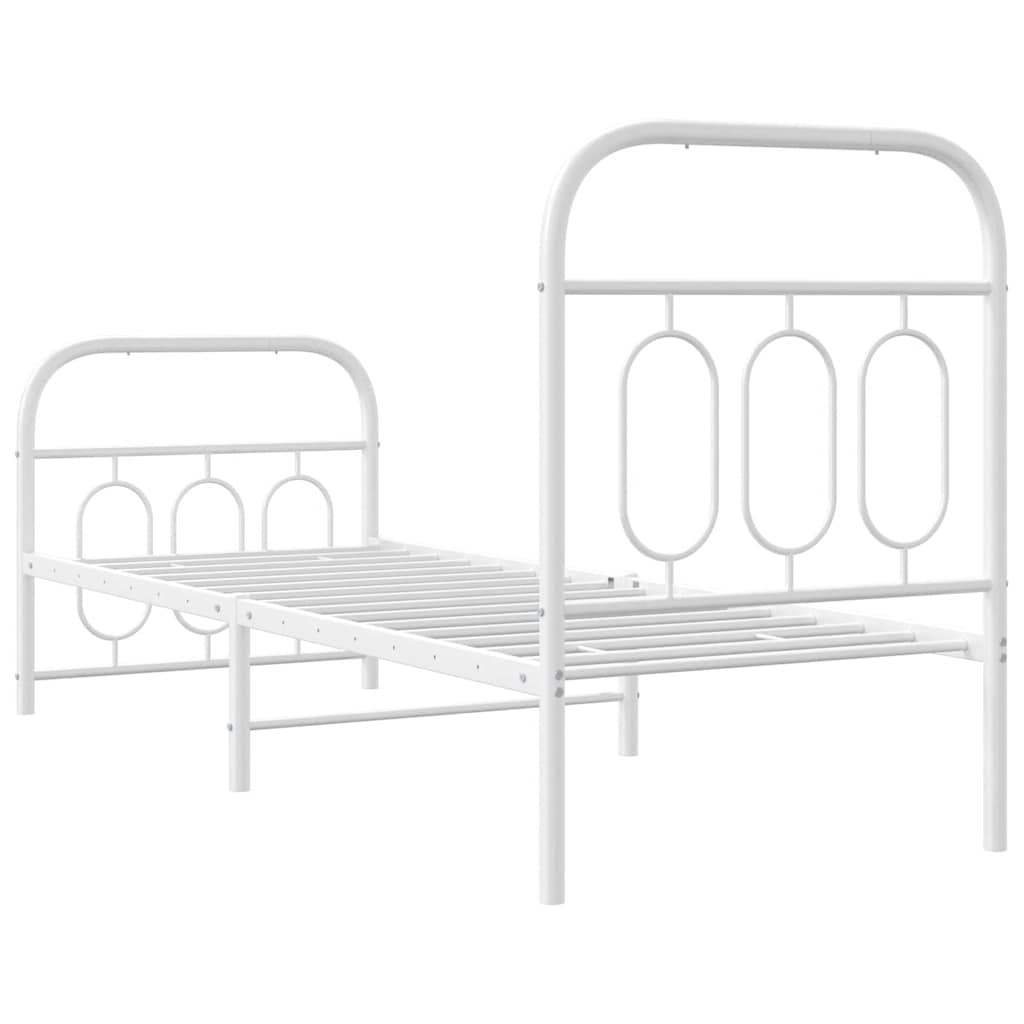 fehér fém ágykeret fej- és lábtámlával 75 x 190 cm