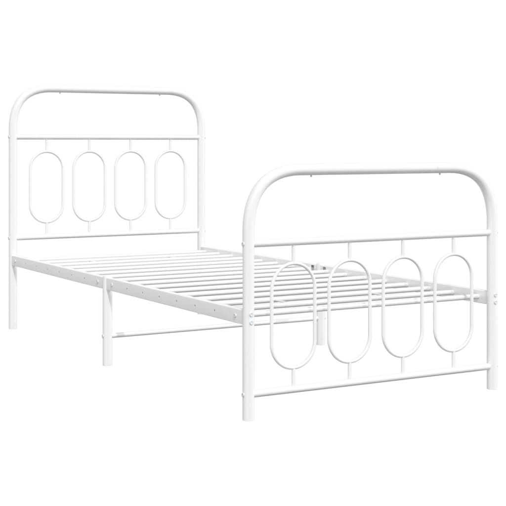 fehér fém ágykeret fej- és lábtámlával 80x200 cm