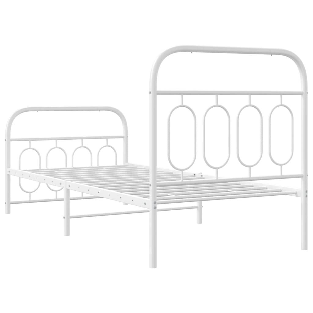 fehér fém ágykeret fej- és lábtámlával 80x200 cm