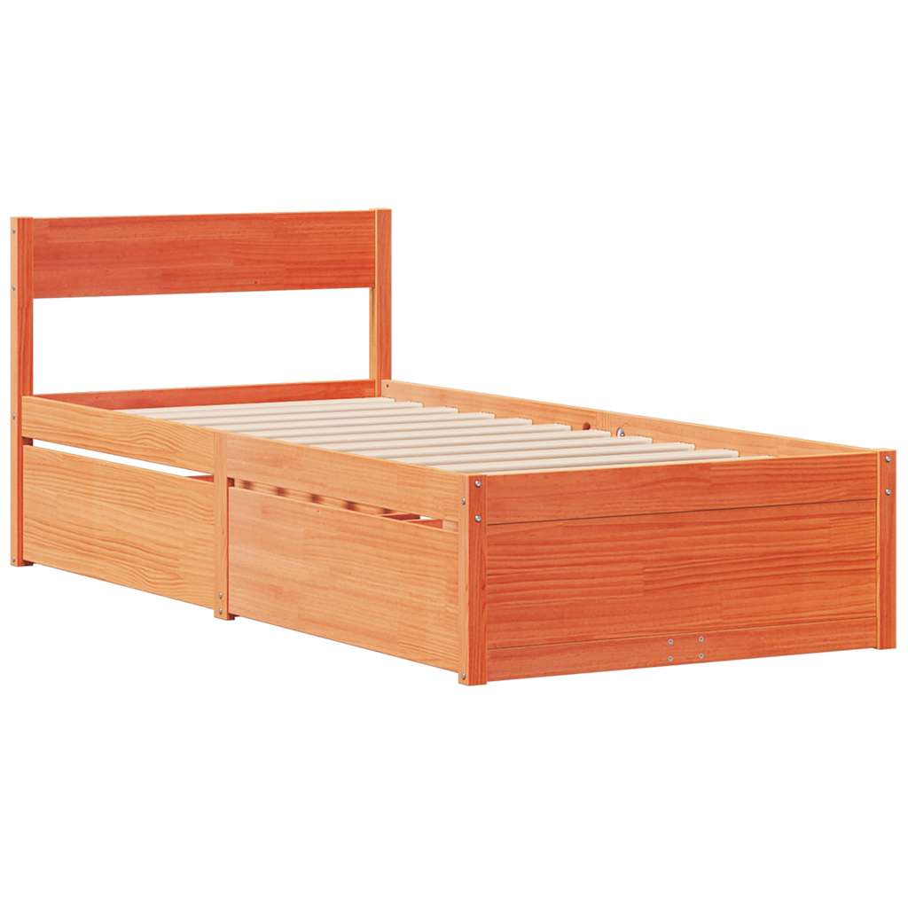 viaszbarna tömör fenyőfa ágy matrac nélkül 100 x 200 cm