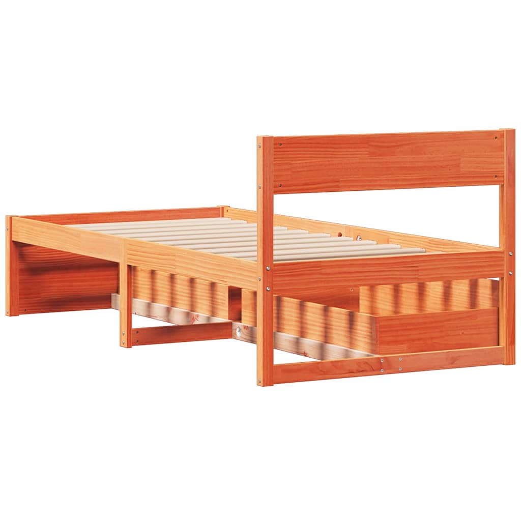 viaszbarna tömör fenyőfa ágy matrac nélkül 100 x 200 cm