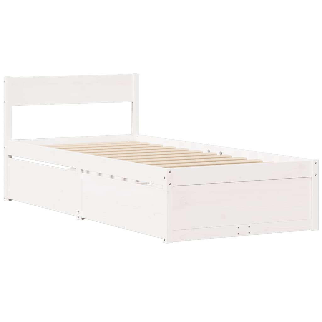 fehér tömör fenyőfa ágy matrac nélkül 90 x 200 cm
