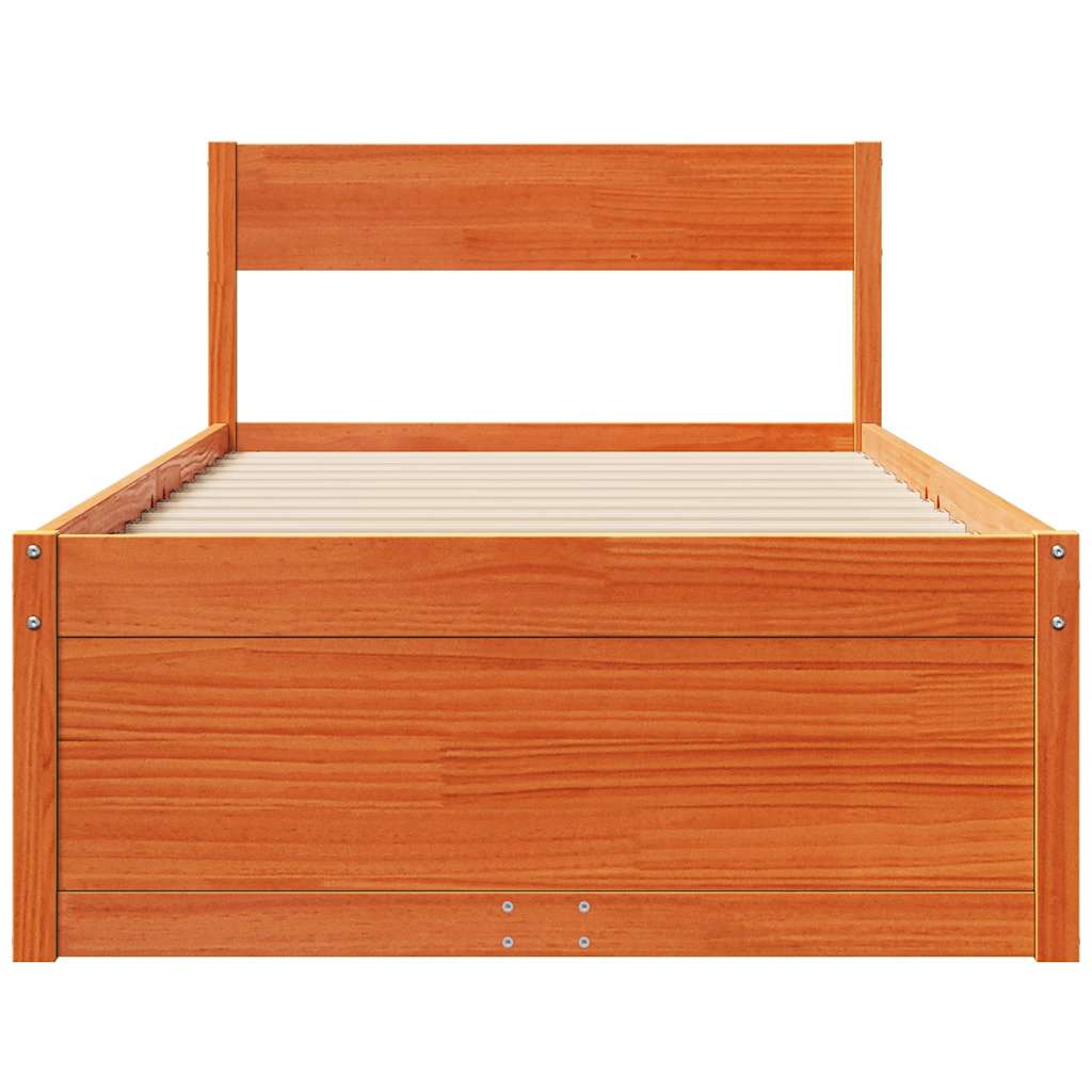 viaszbarna tömör fenyőfa ágy matrac nélkül 90 x 200 cm