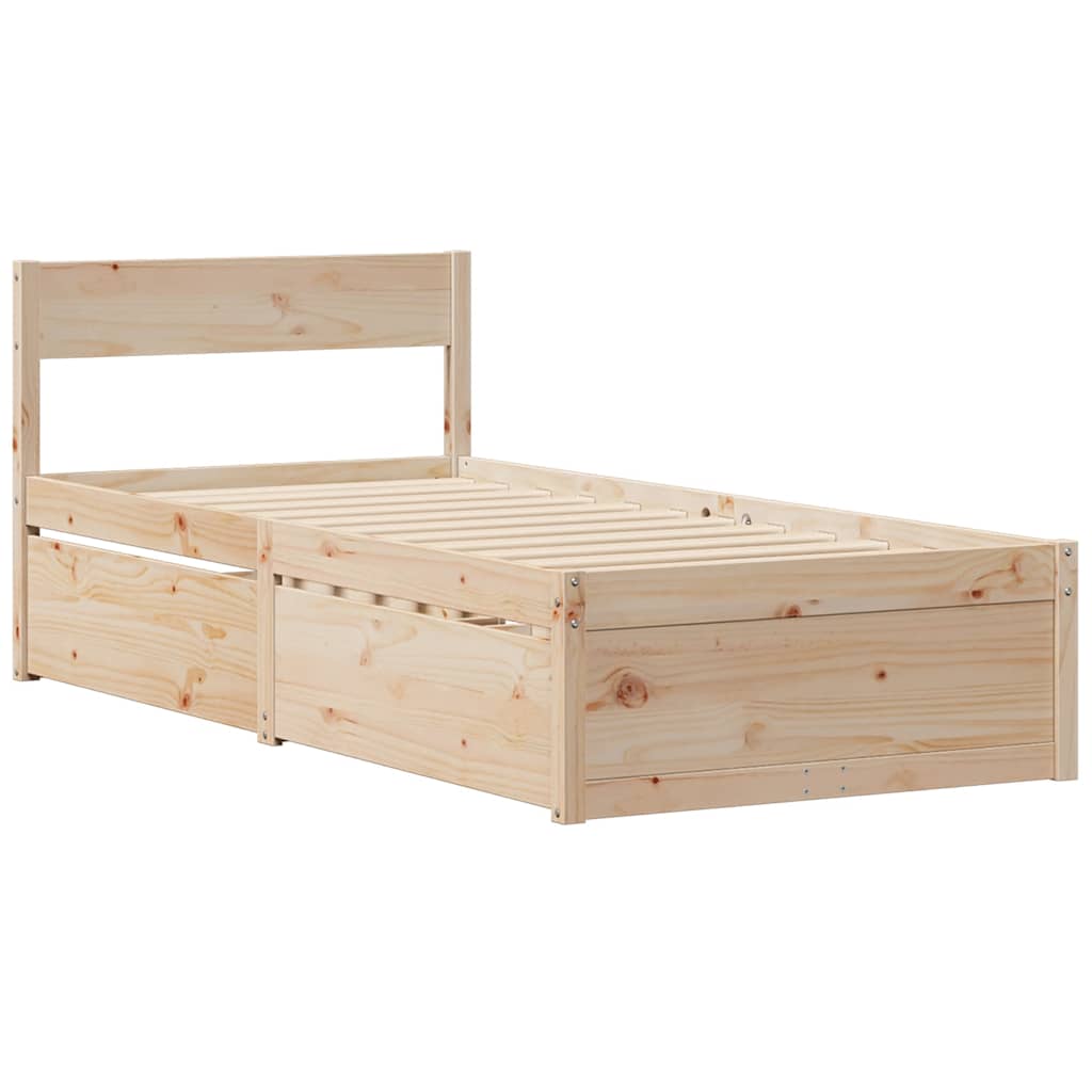 tömör fenyőfa ágy matrac nélkül 75 x 190 cm