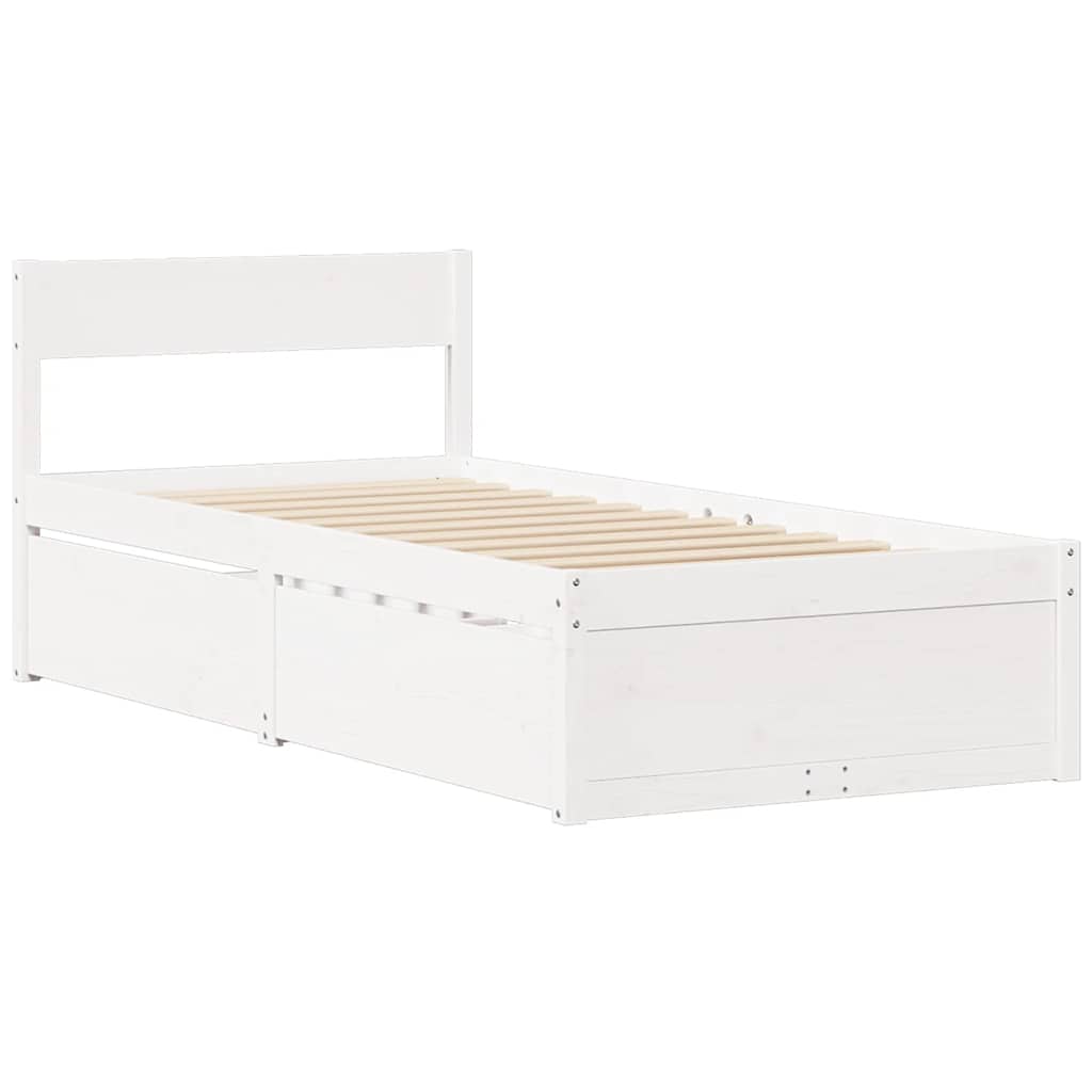 fehér tömör fenyőfa ágy matrac nélkül 75 x 190 cm