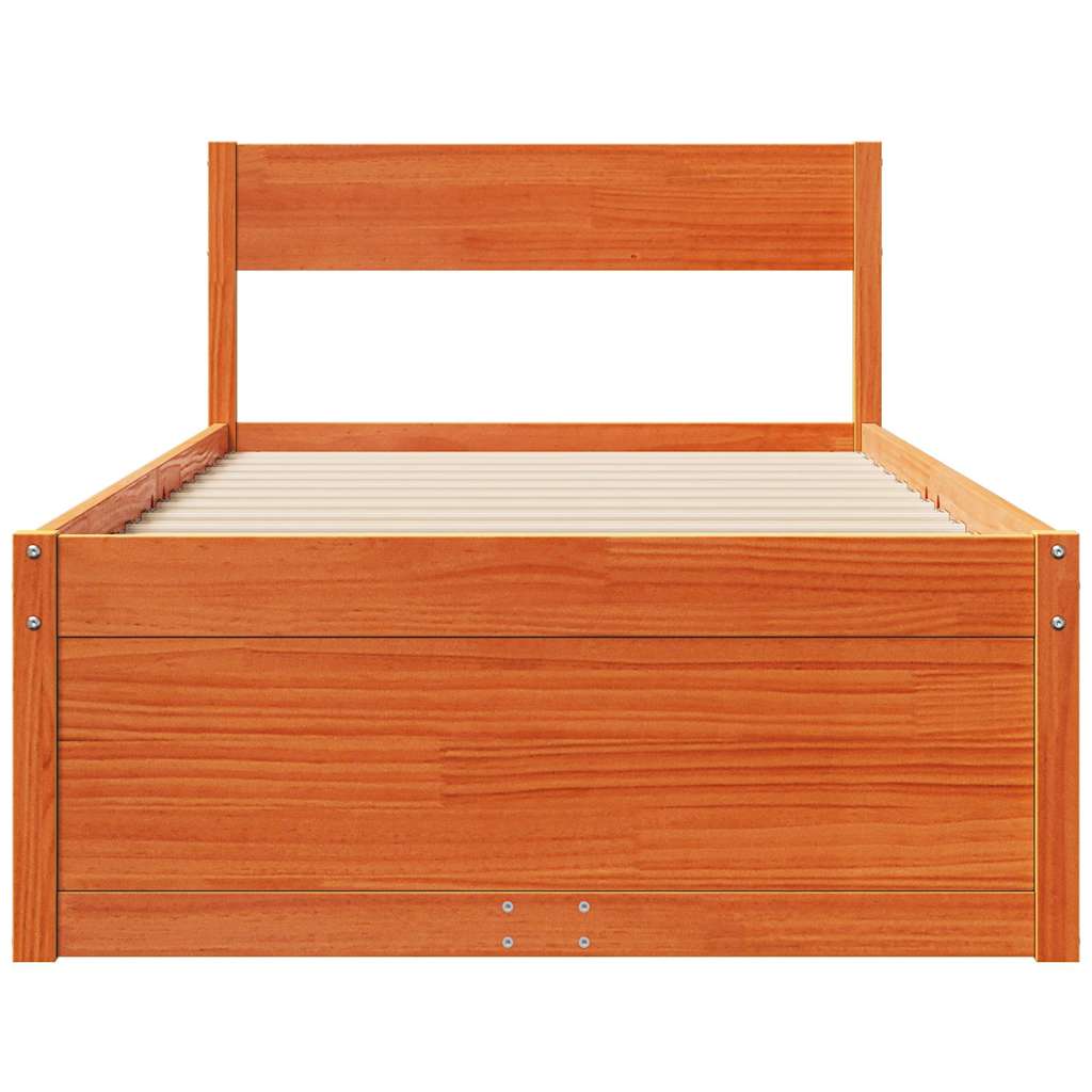 viaszbarna tömör fenyőfa ágy matrac nélkül 75 x 190 cm