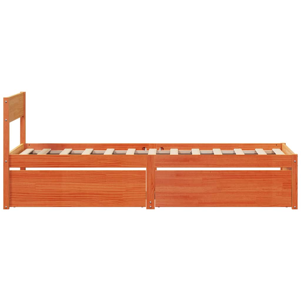 viaszbarna tömör fenyőfa ágy matrac nélkül 75 x 190 cm