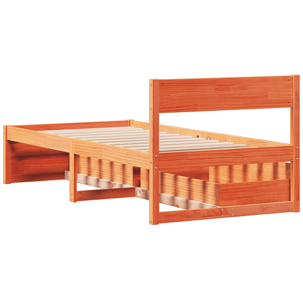 viaszbarna tömör fenyőfa ágy matrac nélkül 75 x 190 cm