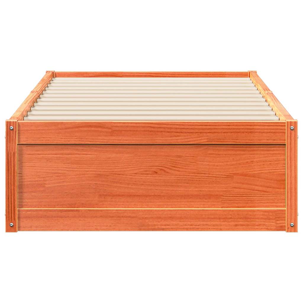 viaszbarna tömör fenyőfa ágy matrac nélkül 100 x 200 cm