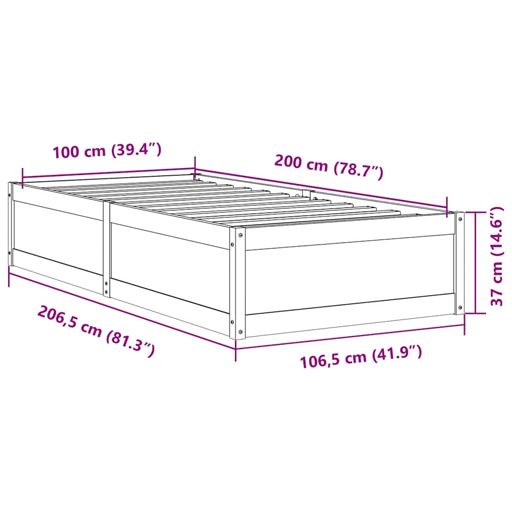 viaszbarna tömör fenyőfa ágy matrac nélkül 100 x 200 cm