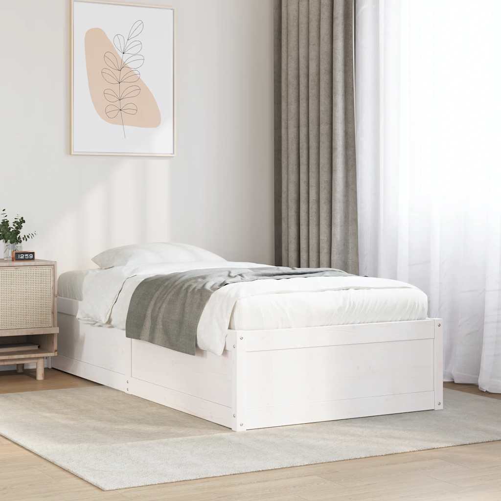 fehér tömör fenyőfa ágy matrac nélkül 90 x 200 cm