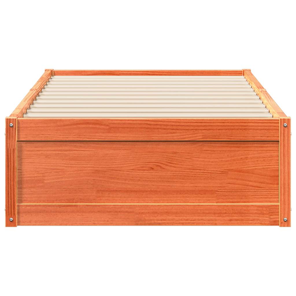 viaszbarna tömör fenyőfa ágy matrac nélkül 90 x 190 cm