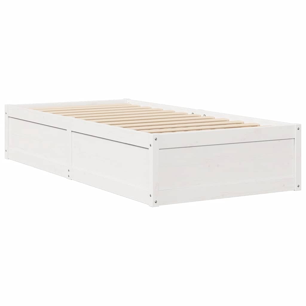 fehér tömör fenyőfa ágy matrac nélkül 75 x 190 cm