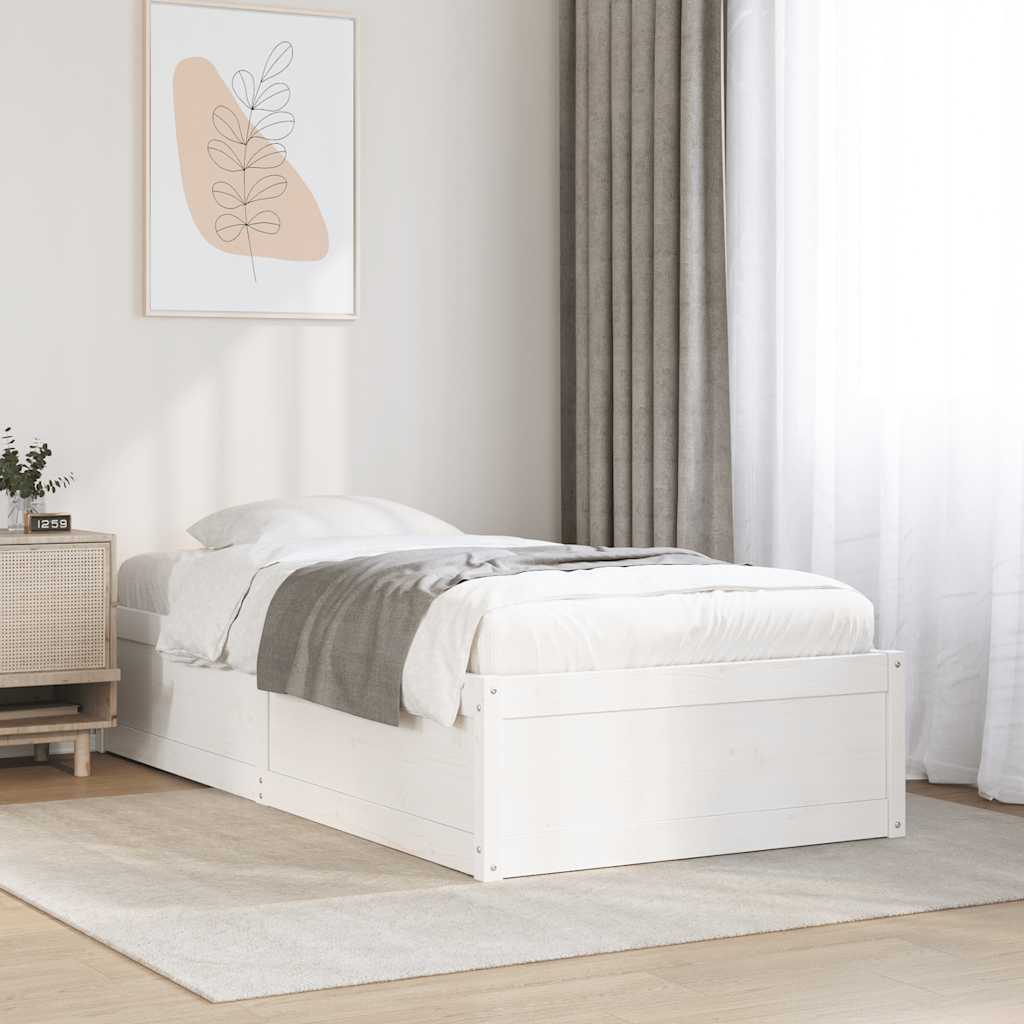 fehér tömör fenyőfa ágy matrac nélkül 75 x 190 cm