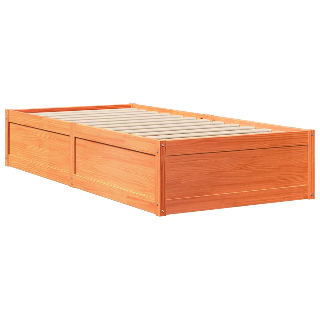 viaszbarna tömör fenyőfa ágy matrac nélkül 75 x 190 cm
