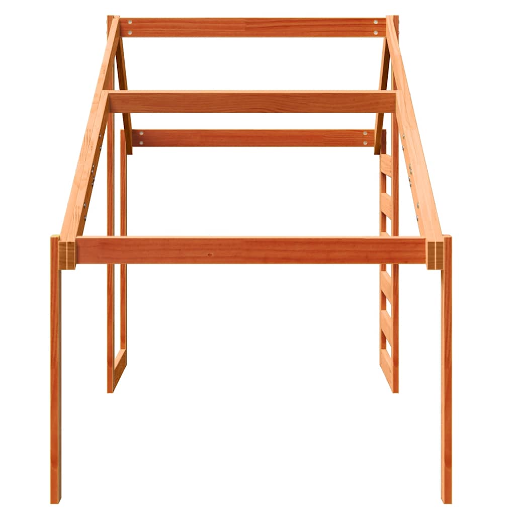 viaszbarna tömör fenyőfa gyerekágytető 198 x 97 x 113 cm