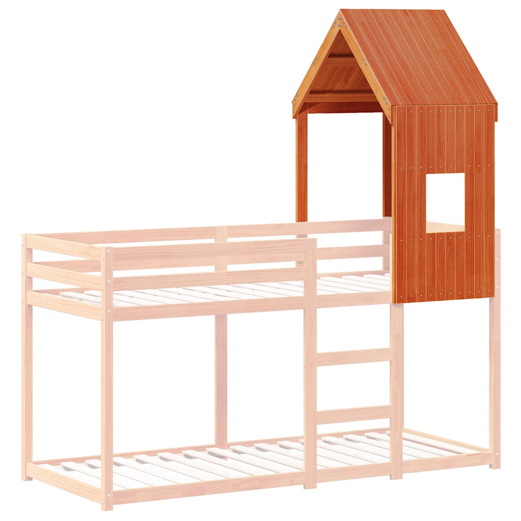 viaszbarna tömör fenyőfa gyerekágytető 60 x 99 x 139,5 cm