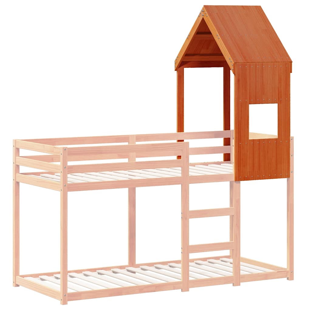 viaszbarna tömör fenyőfa gyerekágytető 55 x 99 x 139,5 cm