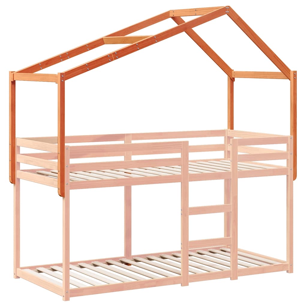 viaszbarna tömör fenyőfa gyerekágytető 213 x 85,5 x 144,5 cm