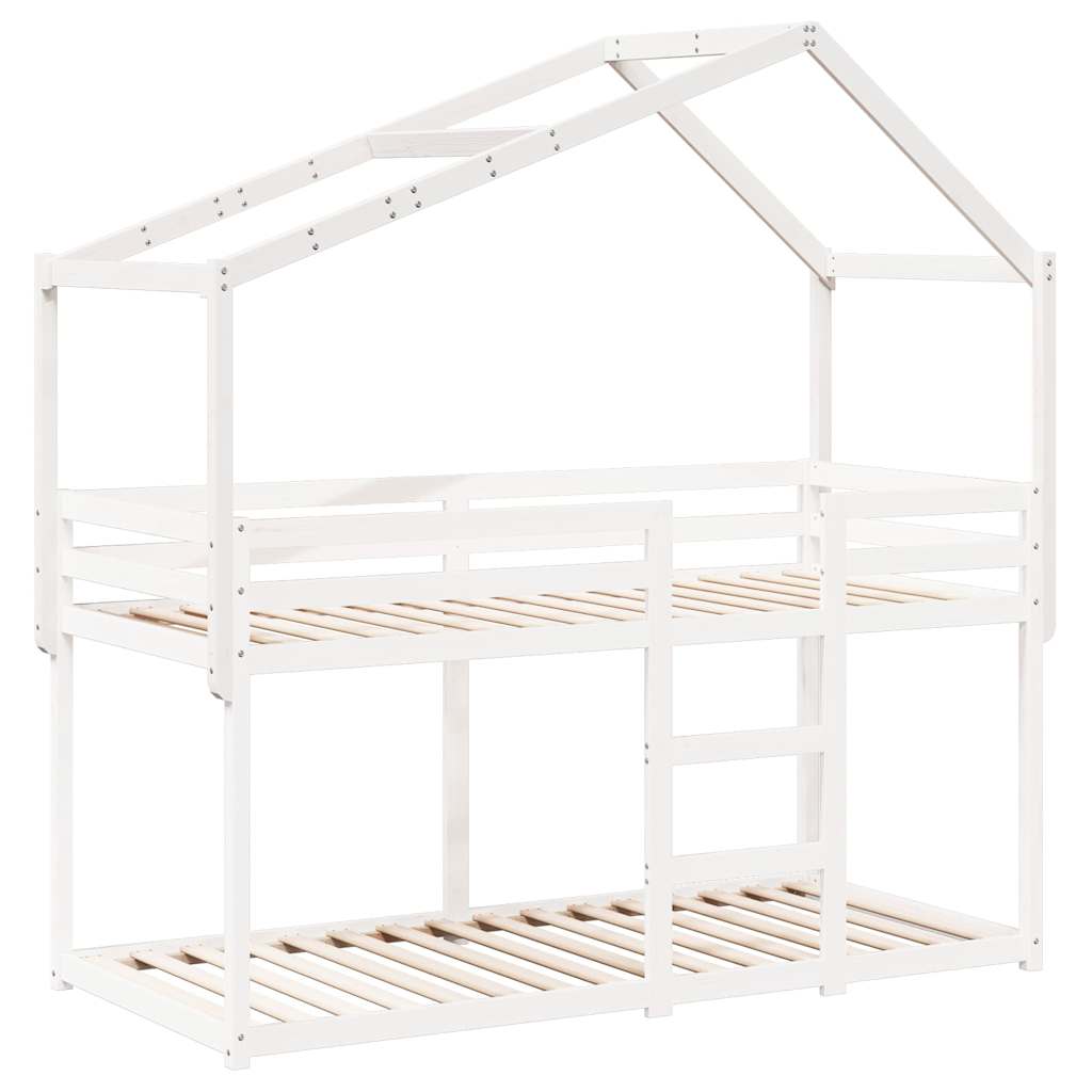 fehér tömör fenyőfa gyerekágytető 203 x 95,5 x 142 cm
