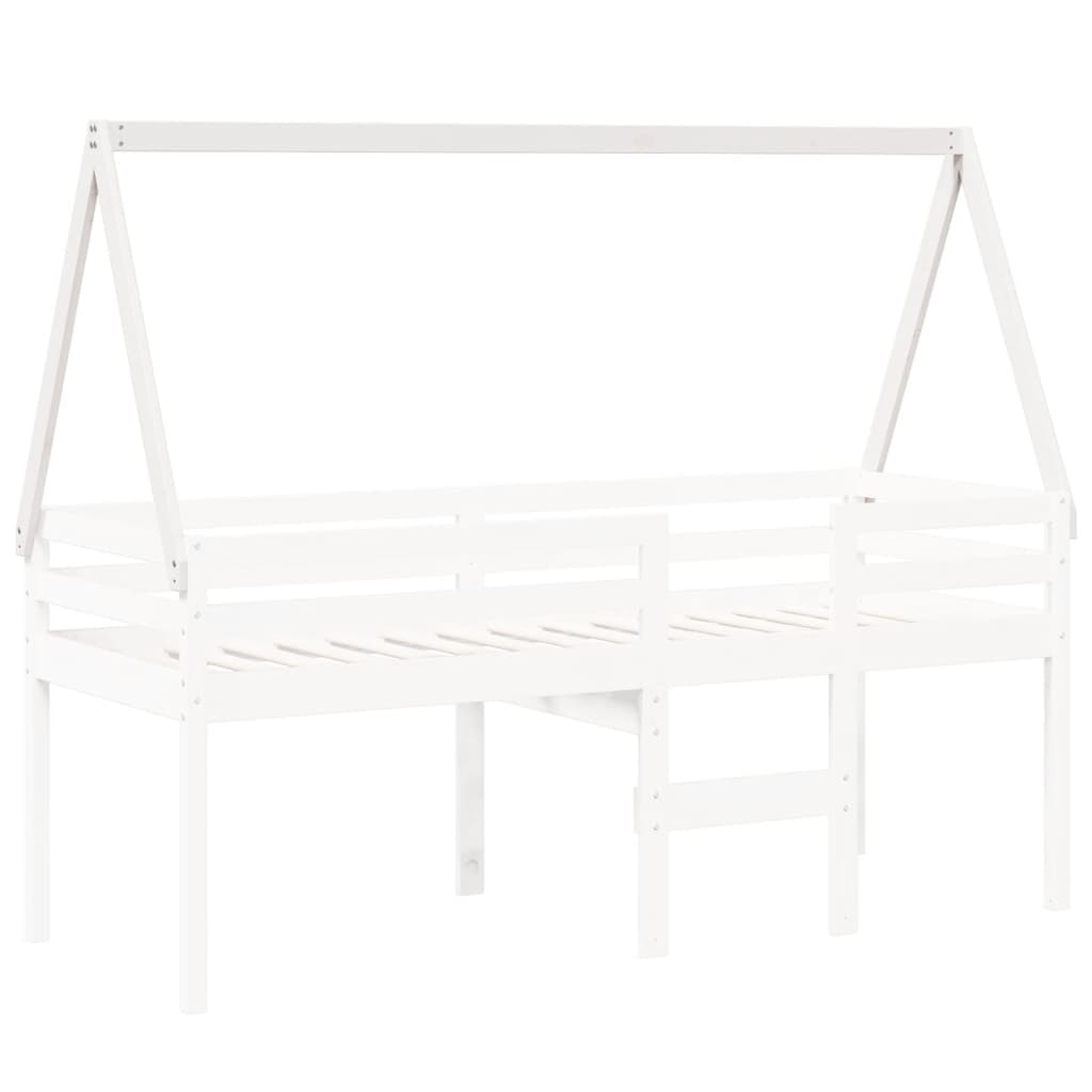fehér tömör fenyőfa gyerekágytető 209 x 95,5 x 88 cm