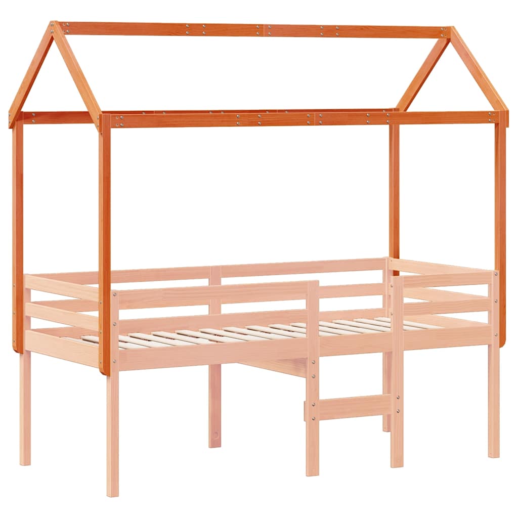 viaszbarna tömör fenyőfa gyerekágytető 207 x 95,5 x 159 cm
