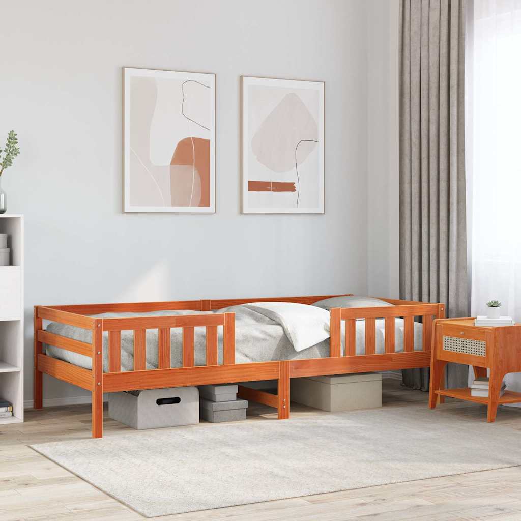 viaszbarna tömör fenyőfa ágy matrac nélkül 100 x 200 cm