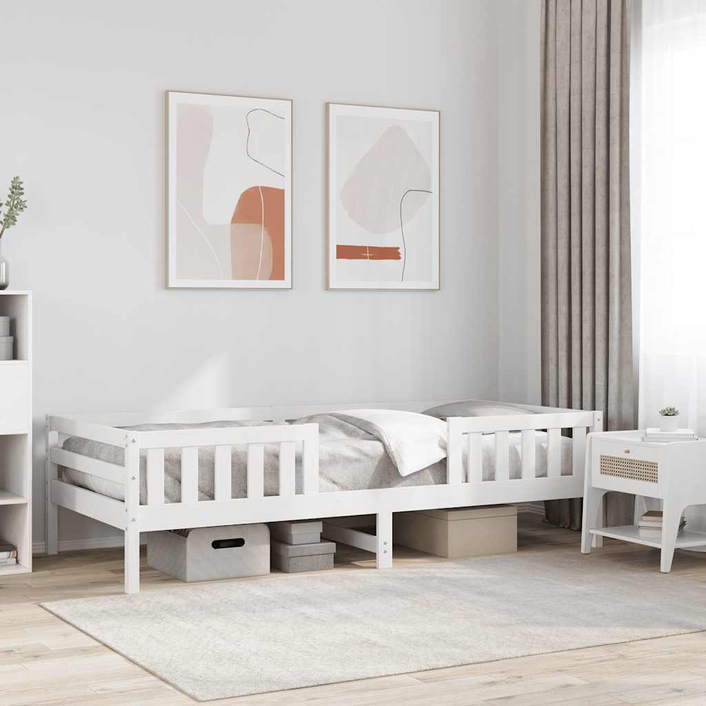 fehér tömör fenyőfa ágy matrac nélkül 90 x 200 cm