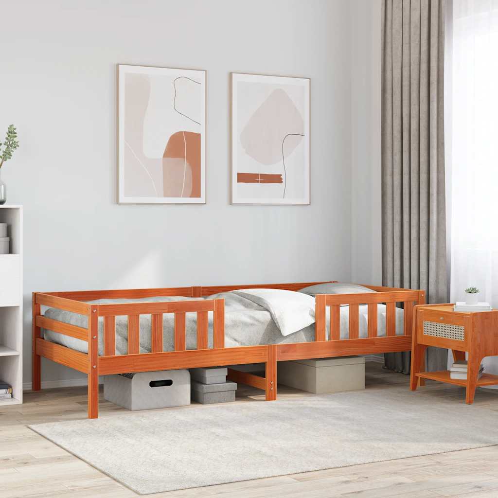 viaszbarna tömör fenyőfa ágy matrac nélkül 90 x 190 cm