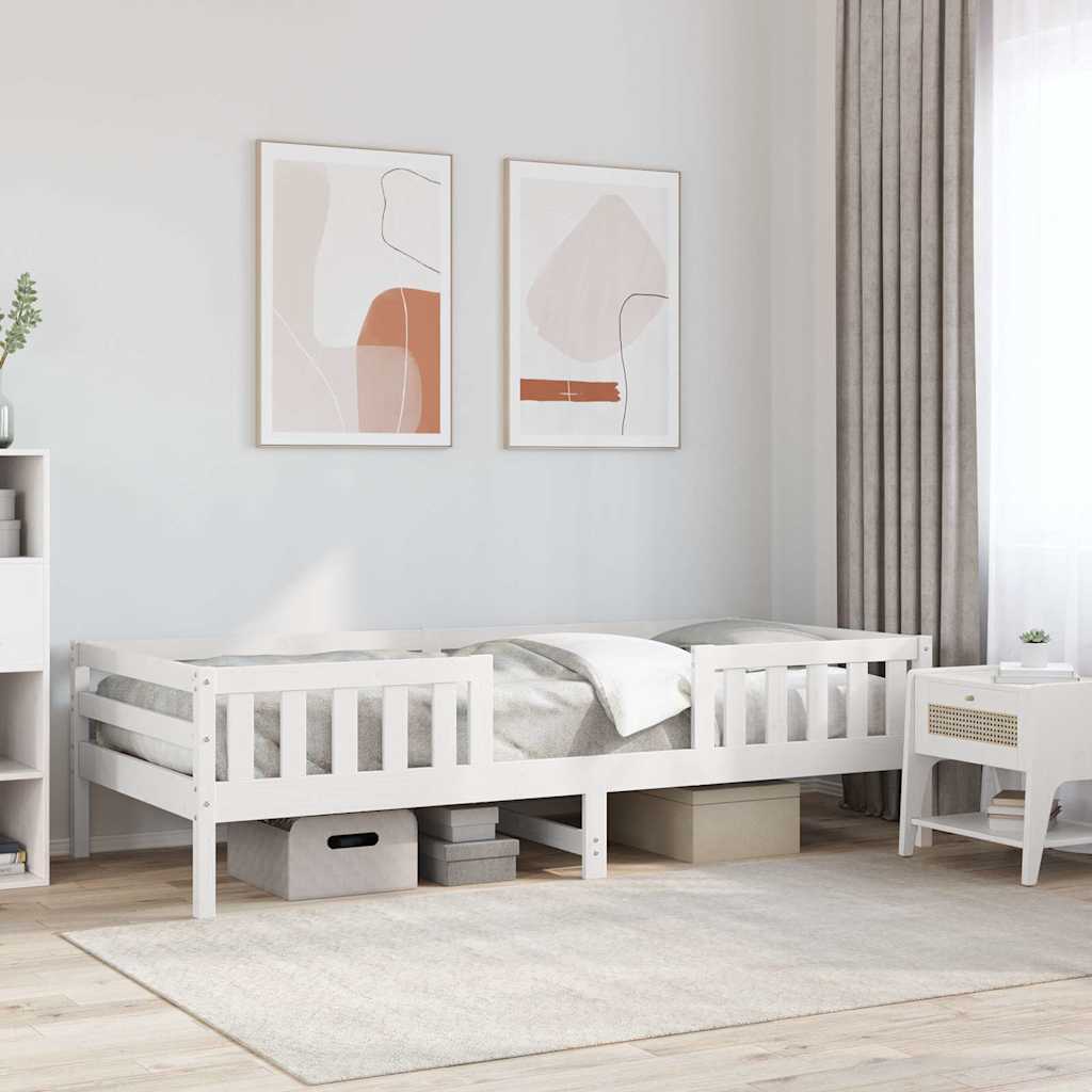 fehér tömör fenyőfa ágy matrac nélkül 75 x 190 cm