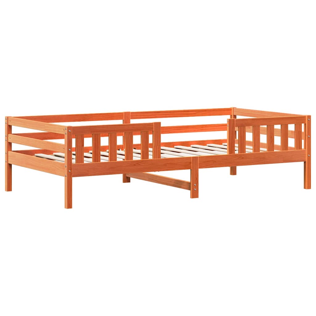 viaszbarna tömör fenyőfa ágy matrac nélkül 75 x 190 cm