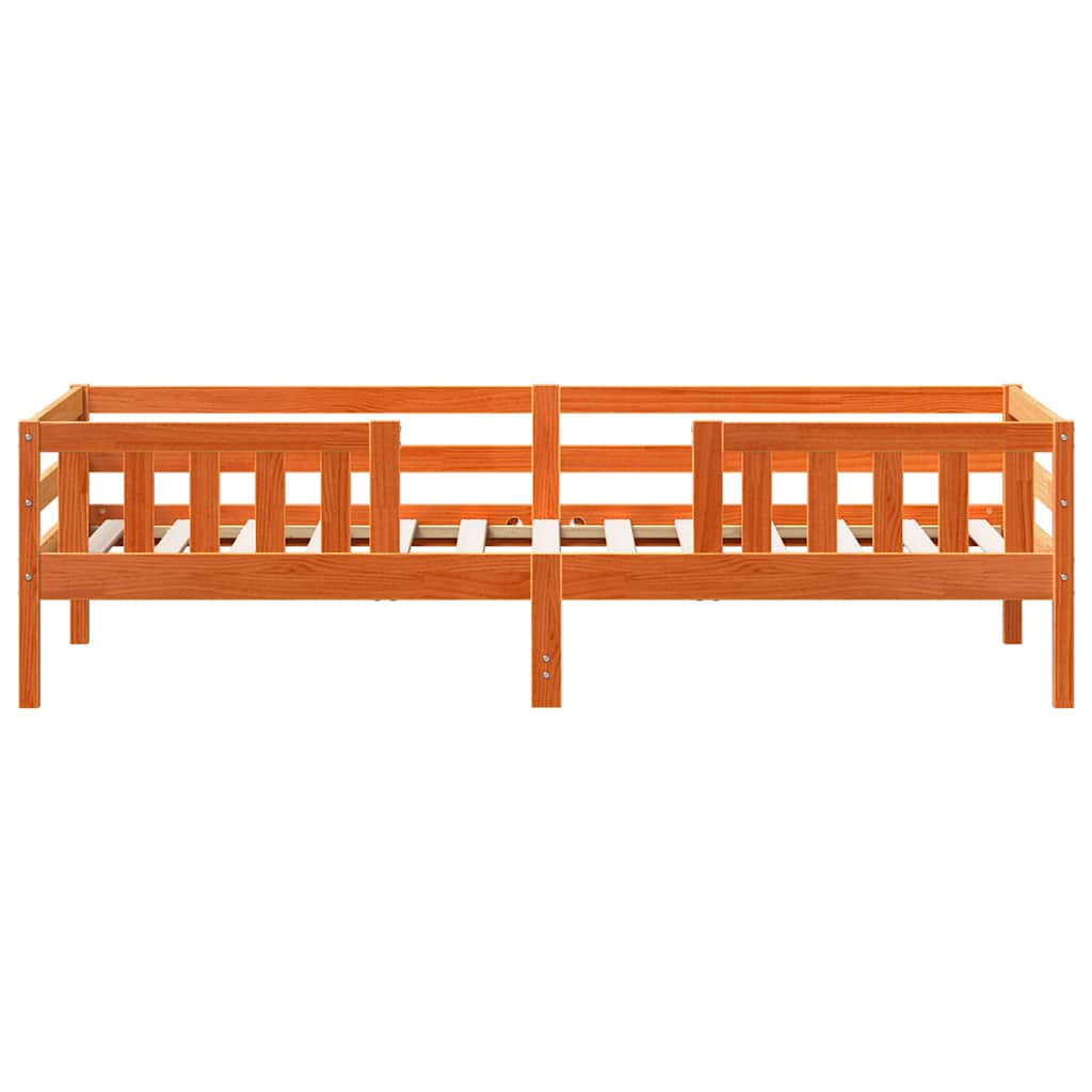 viaszbarna tömör fenyőfa ágy matrac nélkül 75 x 190 cm