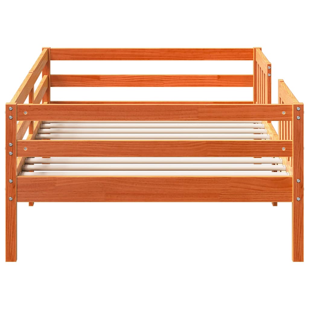 viaszbarna tömör fenyőfa ágy matrac nélkül 75 x 190 cm