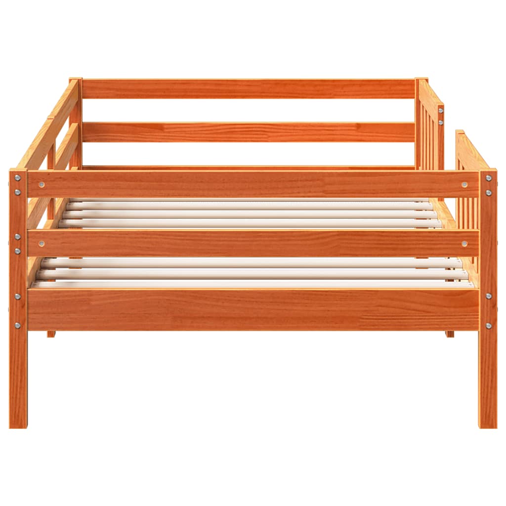 viaszbarna tömör fenyőfa ágy matrac nélkül 75 x 190 cm