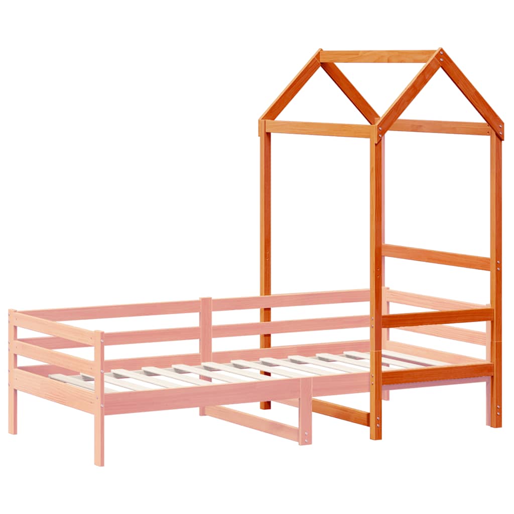 viaszbarna tömör fenyőfa gyerekágytető 108 x 70 x 176,5 cm