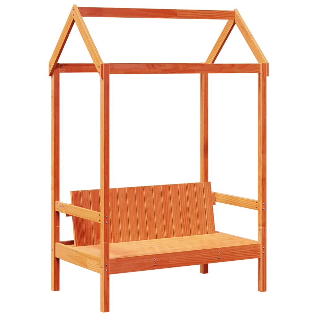 viaszbarna tömör fenyőfa pad tetővel 117,5 x 70 x 176,5 cm
