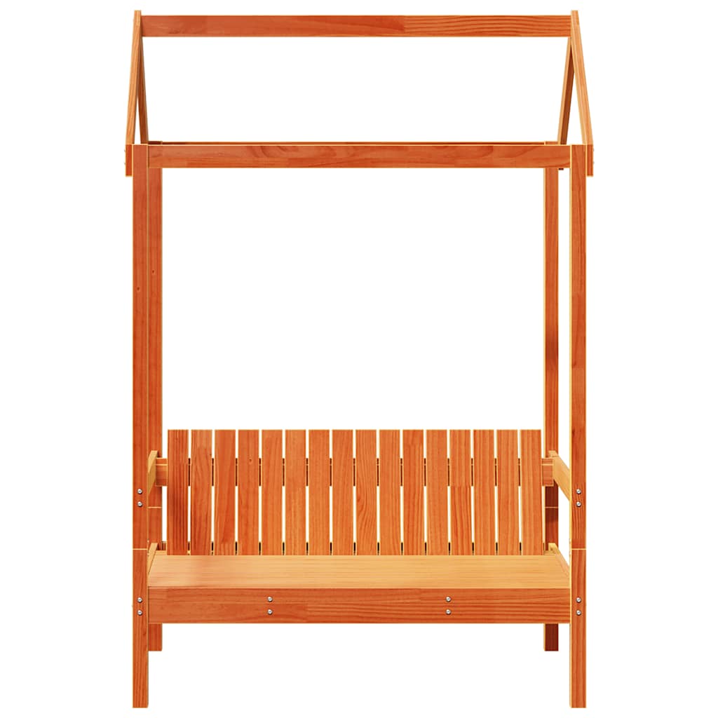 viaszbarna tömör fenyőfa pad tetővel 117,5 x 70 x 176,5 cm